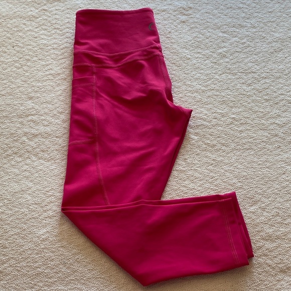 Zyia active Vibrant Pink Women's Leggings cropped Capri cargo running gym - Picture 1 of 11
